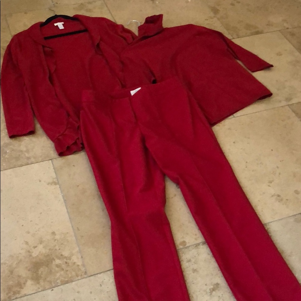 Chinos red sweater and pants outfit